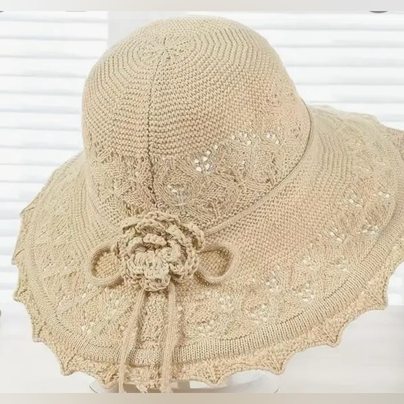 Lace Summer Sun Hat - Gray, Coffee Navy NWT - Picture 7 of 8